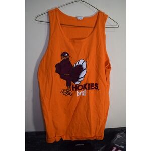 Virginia Tech HOKIES BRO! Orange Tough Turkey VT Vintage Tank Top Shirt MENS L